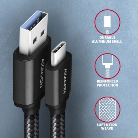 BUCM3-AM20AB Kabel USB-C - USB-A 3.2 Gen 1, 2m, 3A, ALU, oplot, czarny BUCM3-AM20AB Kabel USB-C - USB-A 3.2 Gen 1, 2m, 3A, ALU, oplot, czarny