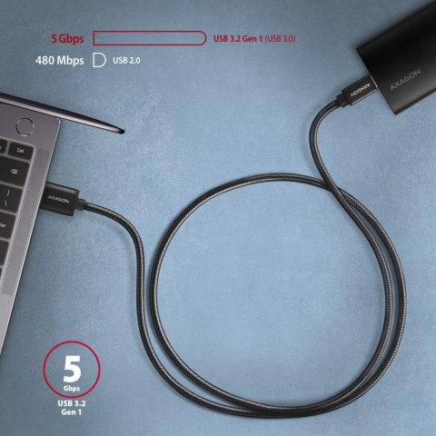 BUCM3-AM20AB Kabel USB-C - USB-A 3.2 Gen 1, 2m, 3A, ALU, oplot, czarny BUCM3-AM20AB Kabel USB-C - USB-A 3.2 Gen 1, 2m, 3A, ALU, oplot, czarny