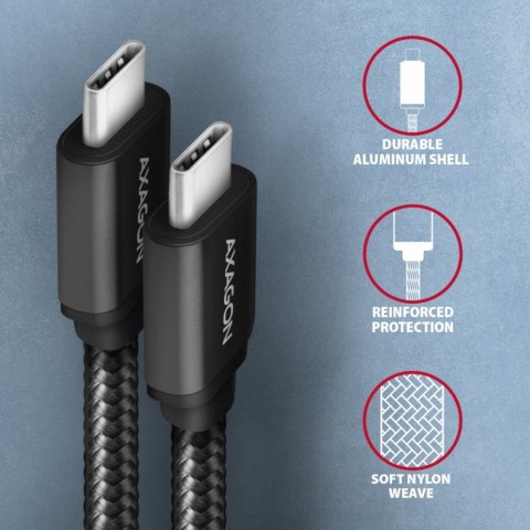 BUCM3-CM10AB Kabel USB-C - USB-C 3.2 Gen 1, 1m, PD 60W 3A, ALU, oplot, czarny BUCM3-CM10AB Kabel USB-C - USB-C 3.2 Gen 1, 1m, PD 60W 3A, ALU, oplot, czarny