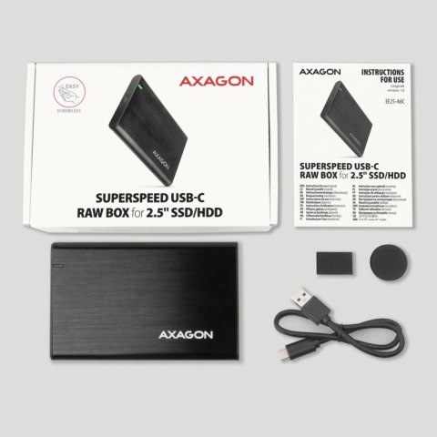 EE25-A6C Bezśrubowa aluminiowa obudowa zewnętrzna USB-C 3.2 Gen 1 - SATA 6G dla 2.5" SSD/HDD EE25-A6C Bezśrubowa aluminiowa obudowa zewnętrzna USB-C 3.2 Gen 1 - SATA 6G dla 2.5" SSD/HDD