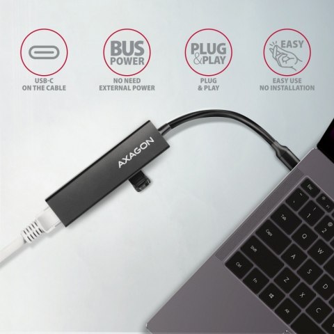 HMC-GL3A Wieloportowy hub USB 4in1, 5Gbps, 3x USB-A + GLAN, 20cm USB-C kabel HMC-GL3A Wieloportowy hub USB 4in1, 5Gbps, 3x USB-A + GLAN, 20cm USB-C kabel