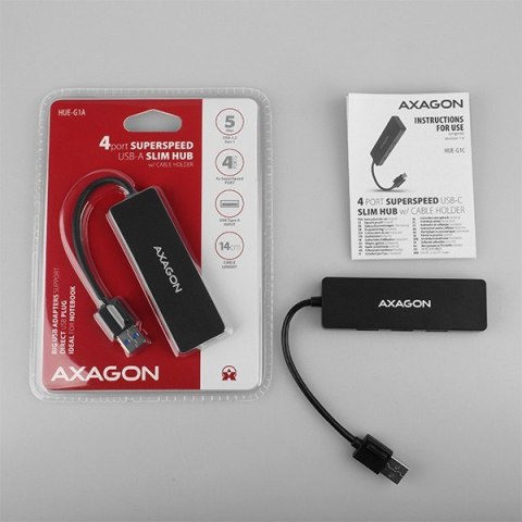 HUE-G1A Hub 4-portowy USB 3.2 Gen 1 SLIM, kabel Type-A 14cm HUE-G1A Hub 4-portowy USB 3.2 Gen 1 SLIM, kabel Type-A 14cm
