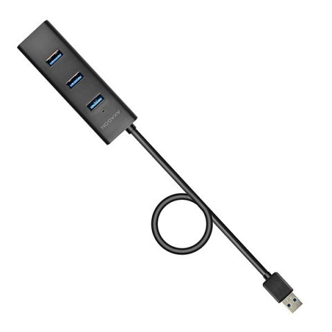 HUE-S2BL Hub 4-portowy USB 3.2 Gen 1 charging hub, 1.2m kabel, microUSB dodatkowe zasilanie HUE-S2BL Hub 4-portowy USB 3.2 Gen 1 charging hub, 1.2m kabel, microUSB dodatkowe zasilanie