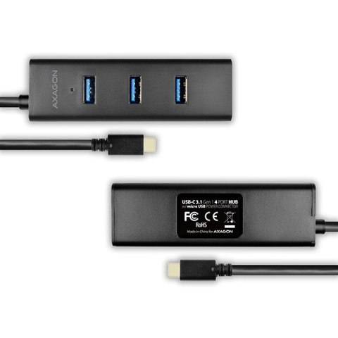 HUE-S2C Hub 4-portowy USB 3.2 Gen 1 charging hub, 40cm USB-C kabel, microUSB dodatkowe zasilanie HUE-S2C Hub 4-portowy USB 3.2 Gen 1 charging hub, 40cm USB-C kabel, microUSB dodatkowe zasilanie