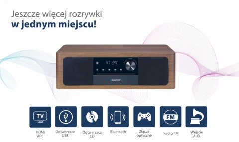 Mikrowieża all-in-one Bluetooth, HDMI ARC, Wejście optyczne CD/MP3/USB/AUX Zegar/ Alarm Mikrowieża all-in-one Bluetooth, HDMI ARC, Wejście optyczne CD/MP3/USB/AUX Zegar/ Alarm
