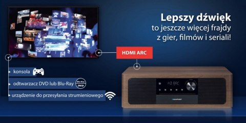 Mikrowieża all-in-one Bluetooth, HDMI ARC, Wejście optyczne CD/MP3/USB/AUX Zegar/ Alarm Mikrowieża all-in-one Bluetooth, HDMI ARC, Wejście optyczne CD/MP3/USB/AUX Zegar/ Alarm