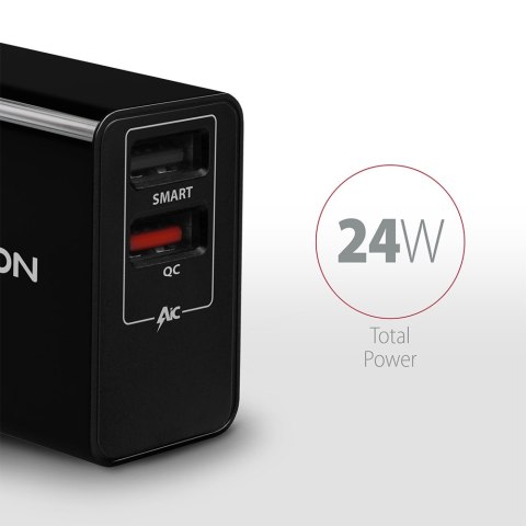 ACU-QS24 Ładowarka sieciowa QC 24W, 2x port USB--A, QC3.0/AFC/FCP + 5V/1.2A ACU-QS24 Ładowarka sieciowa QC 24W, 2x port USB--A, QC3.0/AFC/FCP + 5V/1.2A