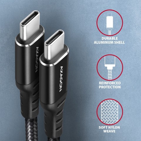 BUCM-CM10AB Kabel USB-C - USB-C 2.0, 1m, PD 60W, 3A, ALU, oplot Czarny BUCM-CM10AB Kabel USB-C - USB-C 2.0, 1m, PD 60W, 3A, ALU, oplot Czarny