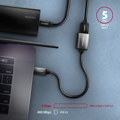 RUCM-AFAC Kabel adapter USB 3.2 Gen 1 Type-C samiec -> Type-A żeńska, 0,2m, 3A, ALU RUCM-AFAC Kabel adapter USB 3.2 Gen 1 Type-C samiec -> Type-A żeńska, 0,2m, 3A, ALU