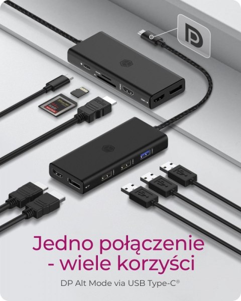 Stacja dokująca IB-DK4011-CPD 9in1,HDMI,DP,CR,TYPE-C Stacja dokująca IB-DK4011-CPD 9in1,HDMI,DP,CR,TYPE-C