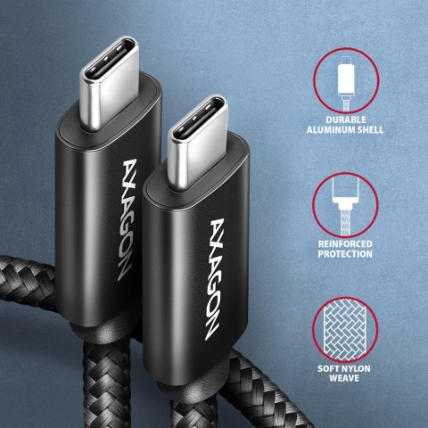 BUCM2-CM20AB Kabel USB-C - USB-C, 2.0m 5A charging, ALU, 240W PD, oplot, USB2.0, czarny BUCM2-CM20AB Kabel USB-C - USB-C, 2.0m 5A charging, ALU, 240W PD, oplot, USB2.0, czarny