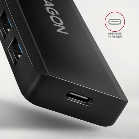 HUE-C1A 4-portowy hub USB 5Gbps Travel, USB-C power IN, kabel Type-A 19cm, USB-C dodatkowe zasilanie HUE-C1A 4-portowy hub USB 5Gbps Travel, USB-C power IN, kabel Type-A 19cm, USB-C dodatkowe zasilanie