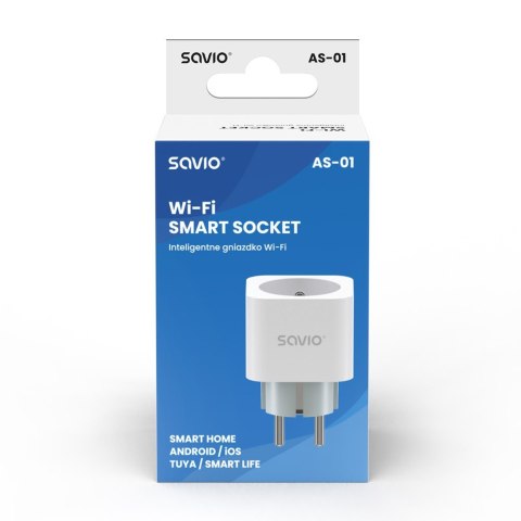 Inteligentne gniazdko Wi-Fi 16A Pomiar zużycia energii, AS-01 Białe Inteligentne gniazdko Wi-Fi 16A Pomiar zużycia energii, AS-01 Białe