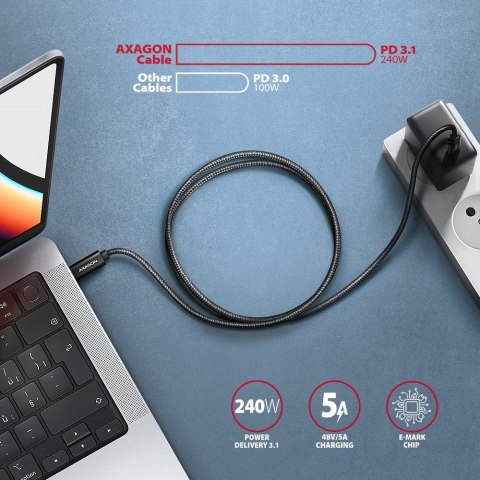 BUCM4X-CM10AB Kabel USB-C - USB-C, USB4 Gen 3x2 1m, PD 240W, 8K HD, ALU, oplot Czarny BUCM4X-CM10AB Kabel USB-C - USB-C, USB4 Gen 3x2 1m, PD 240W, 8K HD, ALU, oplot Czarny