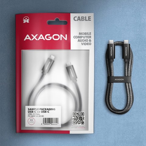 BUCM4X-CM10AB Kabel USB-C - USB-C, USB4 Gen 3x2 1m, PD 240W, 8K HD, ALU, oplot Czarny BUCM4X-CM10AB Kabel USB-C - USB-C, USB4 Gen 3x2 1m, PD 240W, 8K HD, ALU, oplot Czarny