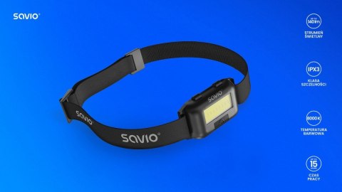 Latarka czołowa LED, COB, 140 lm, zasięg 10m, 4 tryby, FL-01 Latarka czołowa LED, COB, 140 lm, zasięg 10m, 4 tryby, FL-01