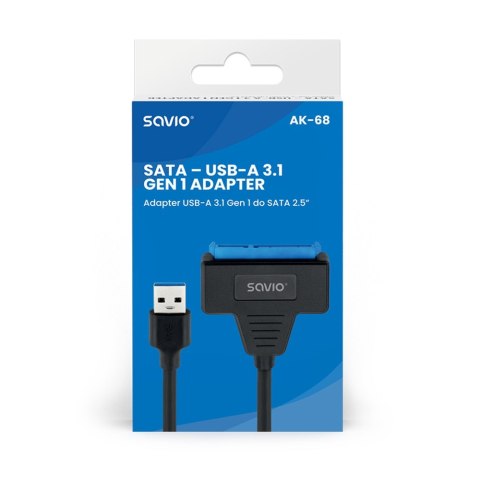 Adapter USB-C 3.1 Gen 1 (M) - SATA (F) do dysków 2.5 cala , AK-68 Adapter USB-C 3.1 Gen 1 (M) - SATA (F) do dysków 2.5 cala , AK-68