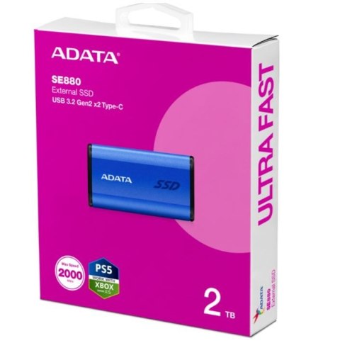 Dysk zewnętrzny SSD SE880 2TB USB3.2A/C Gen2x2 Niebieski Dysk zewnętrzny SSD SE880 2TB USB3.2A/C Gen2x2 Niebieski