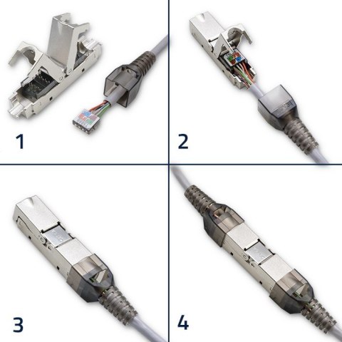 Wtyk RJ45 beznarzędziowy STP | CAT6A | JACK PIN | T568B | T568A Wtyk RJ45 beznarzędziowy STP | CAT6A | JACK PIN | T568B | T568A