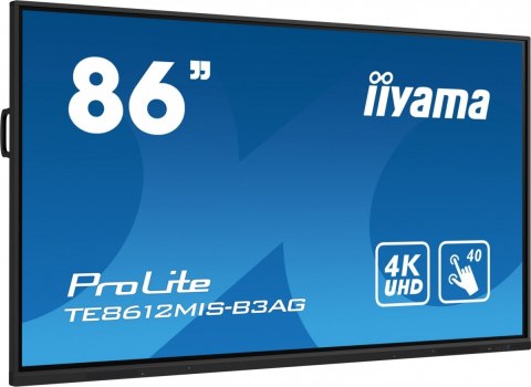 Monitor 85.6 cala ProLite TE8612MIS-B3AG,INFRARED,40pkt,VA,4K, 24/7, 7H, WiFi,VGA, HDMI, USB-c, Bluetooth,metal,8ms, vesa, głośn Monitor 85.6 cala ProLite TE8612MIS-B3AG,INFRARED,40pkt,VA,4K, 24/7, 7H, WiFi,VGA, HDMI, USB-c, Bluetooth,metal,8ms, vesa, głośn
