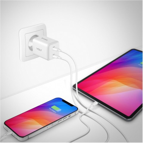 Ładowarka sieciowa USB C 2x18W 3A Power delivery 3.0 QC3.0 Biała Ładowarka sieciowa USB C 2x18W 3A Power delivery 3.0 QC3.0 Biała