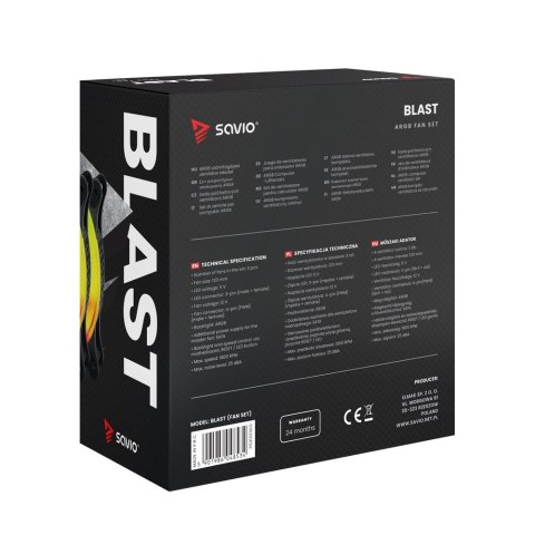 Wentylator BLAST 120mm ARGB 3-pin 5V, 4-pin 12V Wentylator BLAST 120mm ARGB 3-pin 5V, 4-pin 12V