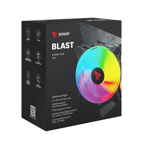 Wentylator BLAST FAN SET 3 x 120mm ARGB 3-pin 5V, 4-pin 12V Wentylator BLAST FAN SET 3 x 120mm ARGB 3-pin 5V, 4-pin 12V