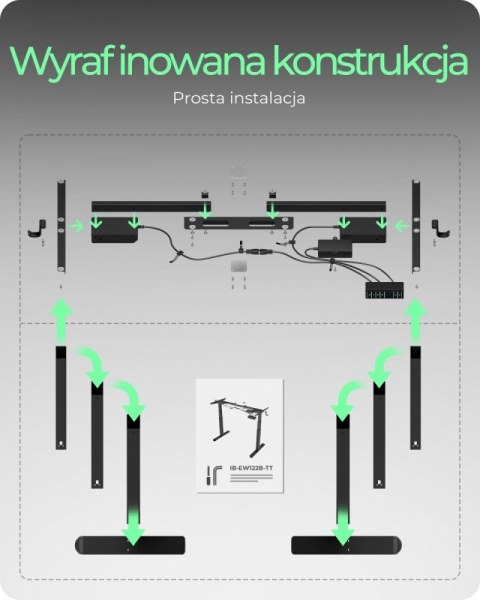 Biurko elektrycznie regulowane z blatem IB-EW122B-TT 140x70 cm do siedzenia i stania Biurko elektrycznie regulowane z blatem IB-EW122B-TT 140x70 cm do siedzenia i stania