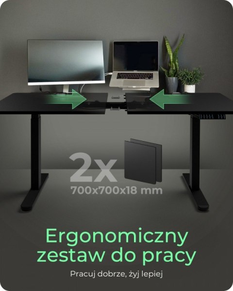 Biurko elektrycznie regulowane z blatem IB-EW122B-TT 140x70 cm do siedzenia i stania Biurko elektrycznie regulowane z blatem IB-EW122B-TT 140x70 cm do siedzenia i stania