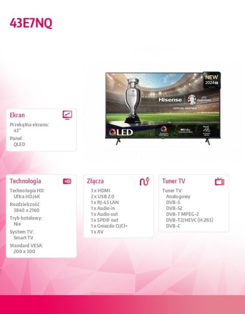 Telewizor QLED 43 cale 43E7NQ Telewizor QLED 43 cale 43E7NQ