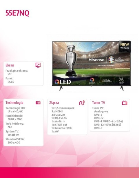 Telewizor QLED 55 cali 55E7NQ Telewizor QLED 55 cali 55E7NQ