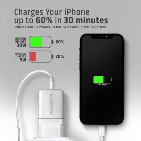 ACU-PD30W Ładowarka sieciowa PD 30W, 1x port USB-C, PD3.0/QC3.0/AFC/FCP/Apple Biała ACU-PD30W Ładowarka sieciowa PD 30W, 1x port USB-C, PD3.0/QC3.0/AFC/FCP/Apple Biała