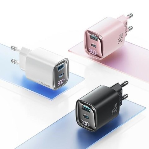 Ładowarka sieciowa 30W GaN LED USB+USB-C CC229 Fast Charging Biała Ładowarka sieciowa 30W GaN LED USB+USB-C CC229 Fast Charging Biała