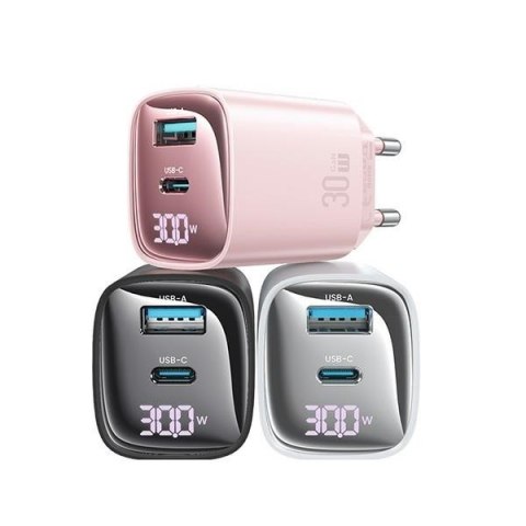 Ładowarka sieciowa 30W GaN LED USB+USB-C CC229 Fast Charging Biała Ładowarka sieciowa 30W GaN LED USB+USB-C CC229 Fast Charging Biała
