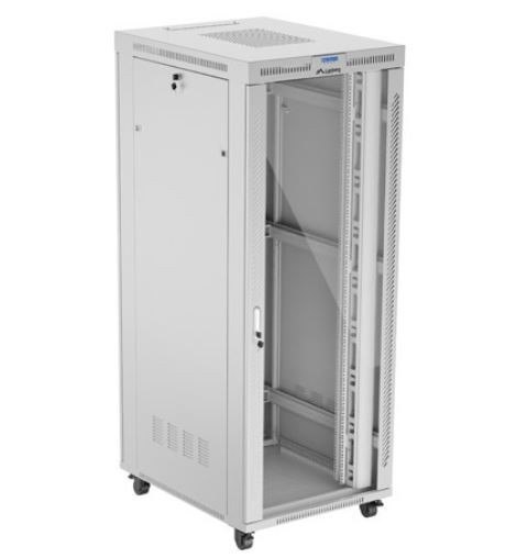 Szafa stojąca rack 19'' 42U 800x1000 szara drzwi szkalne flat pack Szafa stojąca rack 19'' 42U 800x1000 szara drzwi szkalne flat pack