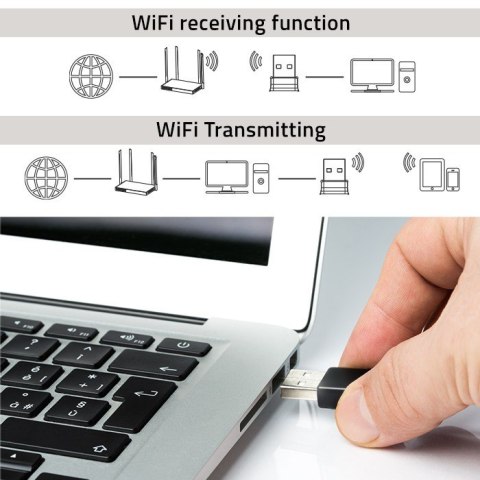 Bezprzewodowy ultra szybki mini adapter NANO WiFi | Standard N | USB 2.0 | 300Mbps Bezprzewodowy ultra szybki mini adapter NANO WiFi | Standard N | USB 2.0 | 300Mbps