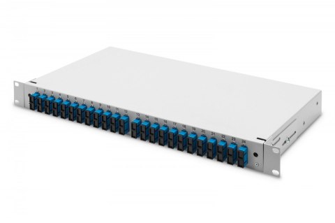 Przełącznica światłowodowa/panel krosowy z wyposażeniem 19 cali 1U, 24x SC duplex, OS2, pigtaile, adaptery, tacki, wysuwany, Sza Przełącznica światłowodowa/panel krosowy z wyposażeniem 19 cali 1U, 24x SC duplex, OS2, pigtaile, adaptery, tacki, wysuwany, Sza