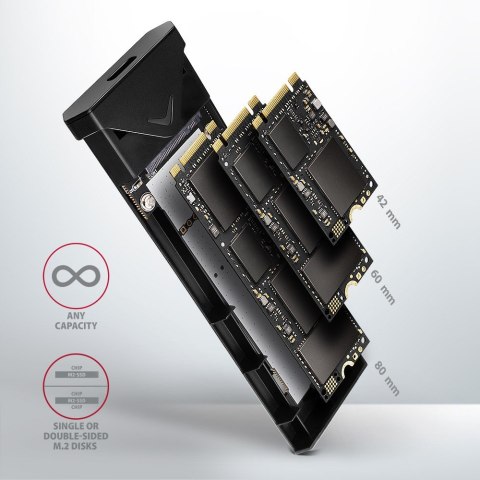 EEM2-UB2 Obudowa zewnętrzna aluminiowa, USB-C 3.2 Gen 2 - M.2 NVMe SSD, długość 42 do 80 mm Czarna EEM2-UB2 Obudowa zewnętrzna aluminiowa, USB-C 3.2 Gen 2 - M.2 NVMe SSD, długość 42 do 80 mm Czarna