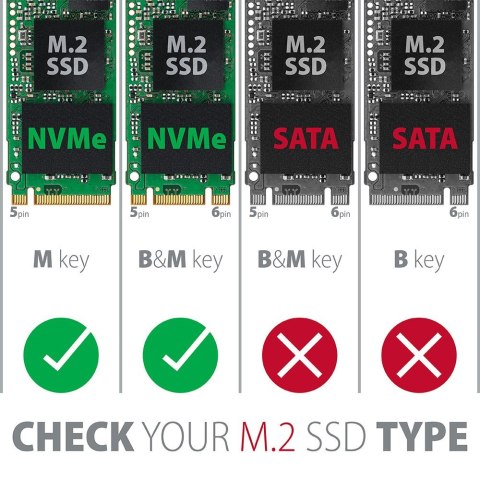 EEM2-UB2 Obudowa zewnętrzna aluminiowa, USB-C 3.2 Gen 2 - M.2 NVMe SSD, długość 42 do 80 mm Czarna EEM2-UB2 Obudowa zewnętrzna aluminiowa, USB-C 3.2 Gen 2 - M.2 NVMe SSD, długość 42 do 80 mm Czarna
