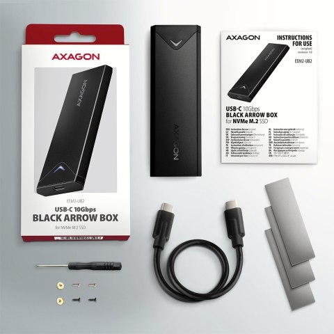 EEM2-UB2 Obudowa zewnętrzna aluminiowa, USB-C 3.2 Gen 2 - M.2 NVMe SSD, długość 42 do 80 mm Czarna EEM2-UB2 Obudowa zewnętrzna aluminiowa, USB-C 3.2 Gen 2 - M.2 NVMe SSD, długość 42 do 80 mm Czarna
