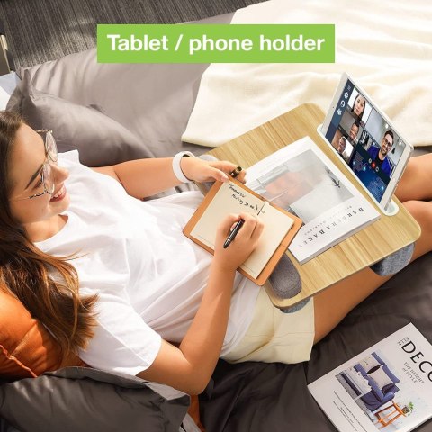 Podstawka pod laptop na kolana miękka wyściółka, wysuwana półka na mysz 410x335mm Podstawka pod laptop na kolana miękka wyściółka, wysuwana półka na mysz 410x335mm