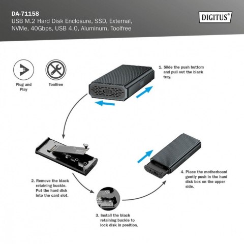 Obudowa USB 4.0 Typ C na dysk SSD M.2 NVMe 40 Gbps aluminiowa, beznarzędziowa Obudowa USB 4.0 Typ C na dysk SSD M.2 NVMe 40 Gbps aluminiowa, beznarzędziowa