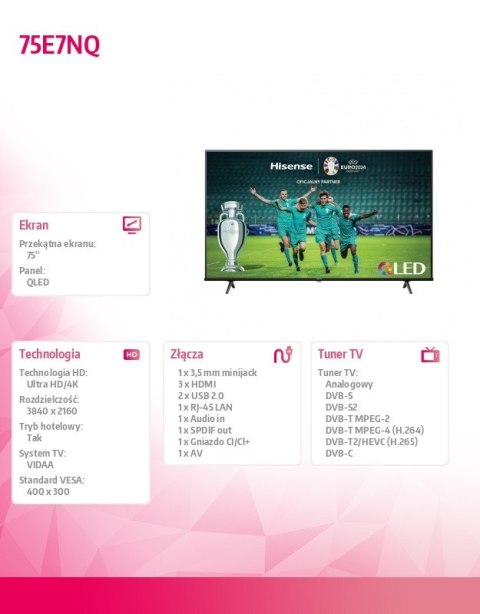 Telewizor QLED 75 cali 75E7NQ Telewizor QLED 75 cali 75E7NQ