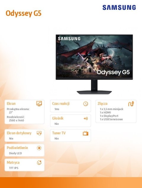 Monitor gamingowy 27 cali LS27DG500EUXEN Monitor gamingowy 27 cali LS27DG500EUXEN