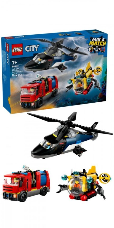 Klocki City 60462 Zestaw z helikopterem, wozem strażackim i łodzią Klocki City 60462 Zestaw z helikopterem, wozem strażackim i łodzią