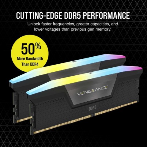 Pamięć DDR5 Vengeance RGB 64GB/6400 (2*32GB) C32 Intel XMP Pamięć DDR5 Vengeance RGB 64GB/6400 (2*32GB) C32 Intel XMP