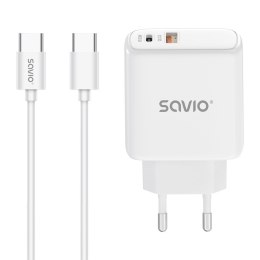 Ładowarka sieciowa LA-10 30W Quick Charge Power Delivery 3.0 Biała + Kabel