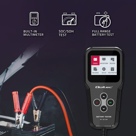 Cyfrowy tester akumulatora 3w1 z LCD | 6V | 12V | 24V | 30Ah- 200Ah Cyfrowy tester akumulatora 3w1 z LCD | 6V | 12V | 24V | 30Ah- 200Ah