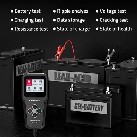 Cyfrowy tester akumulatora 3w1 z LCD | 6V | 12V | 24V | 30Ah- 200Ah Cyfrowy tester akumulatora 3w1 z LCD | 6V | 12V | 24V | 30Ah- 200Ah