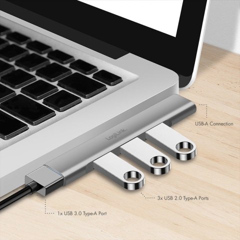 Smukły HUB USB-A do 1x USB-A 3.0 3xUSB-A 2.0 Smukły HUB USB-A do 1x USB-A 3.0 3xUSB-A 2.0